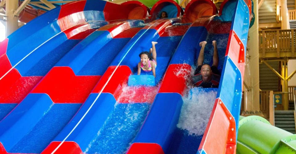 Racing water slide, moutain raceway at the Great Wolf Lodge Indoor Water Park in Wisconsin Dells 960
