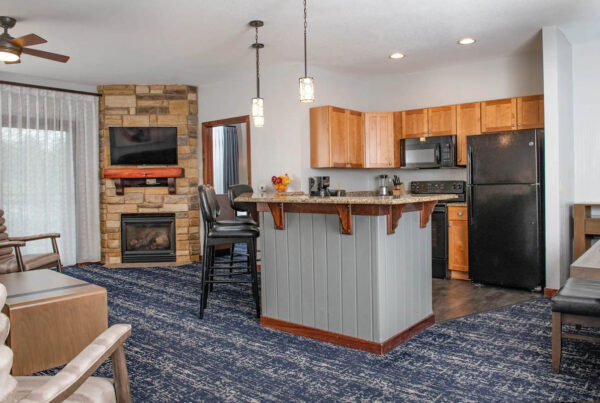 Full Kitchen in a Deluxe 2 Bedroom Condo at the Glacier Canyon Lodge 