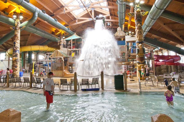 View of the main section of the Indoor Water Park at the Great Wolf Lodge in Wisconsin Dells 600