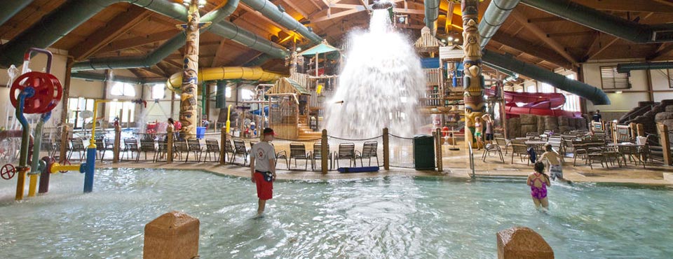 View of the main section of the Indoor Water Park at the Great Wolf Lodge in Wisconsin Dells 960