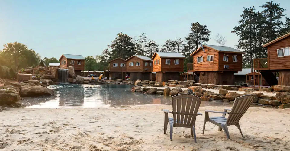 Beach overlooking the Treehouses at the Natura Treehouse Resort in Wisconsin Dells 960