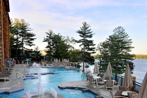 View of the large outdoor pool at the Wilderness on the Lake at the Wilderness Resort in Wisconsin Dells 600